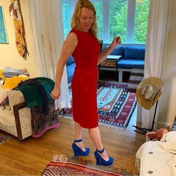 Vintage 60s Red Velvet Dress - Picture 2 of 7